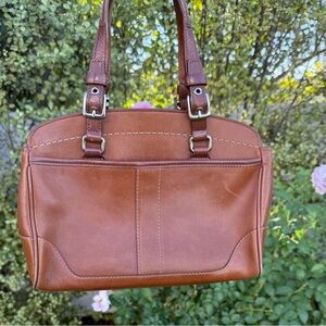 Coach Hamilton burnished Glovetanned cognac leather satchel bag vintage